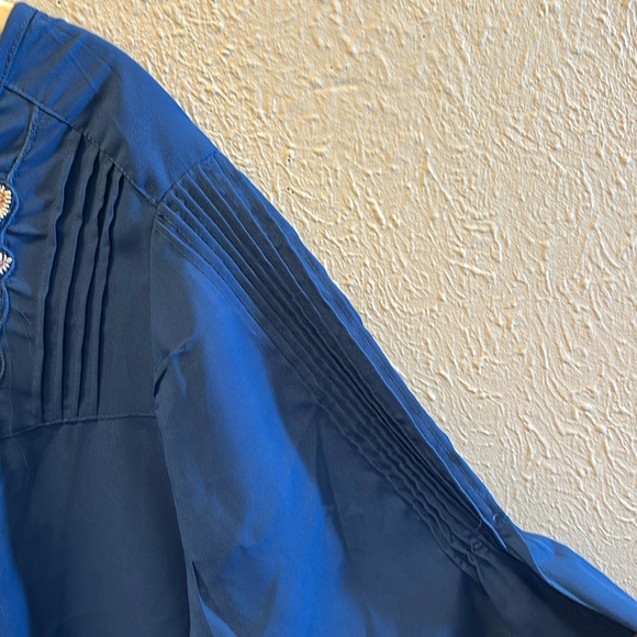 Royal Blue Denim 24/7 Blouse Top Embroidered Button Down Front Women’s Plus 18 - Picture 4 of 8